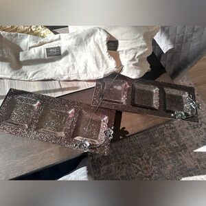 Used Michael Aram black orchid trio serving trays